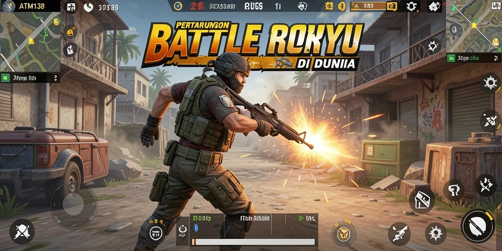 Tangkapan layar ATM138 menunjukkan aksi seru dalam pertempuran Battle Royale.
