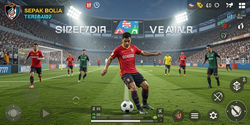Tampilan gameplay menegangkan dalam HP777 yang menampilkan pertandingan sepak bola.