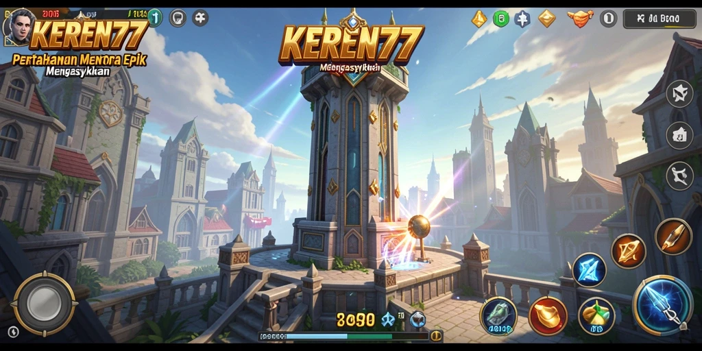 Tampilan gameplay menara pertahanan yang menarik dan mendebarkan.