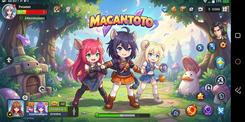 Screenshot gameplay MACANTOTO dengan karakter anime yang menarik.
