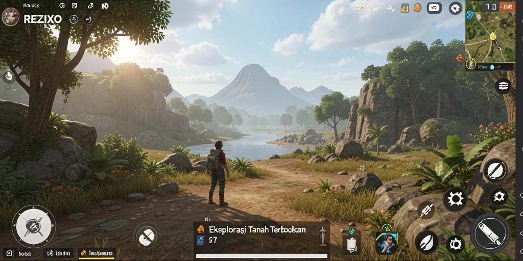 Tangkapan layar menunjukkan pengalaman eksplorasi seru di dunia Open World.