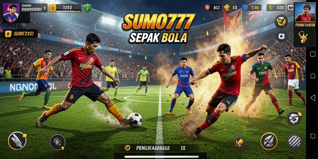 Tampilan gameplay sepak bola yang realistis dan mendebarkan di SUMO777.