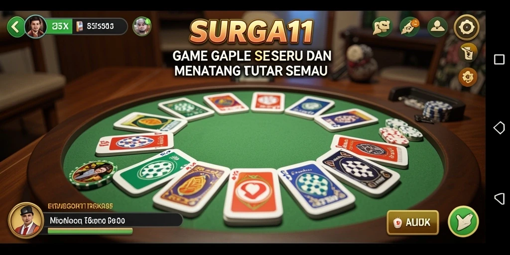 Gameplay seru dan interaktif dari SURGA11 yang melibatkan pemain Gaple.