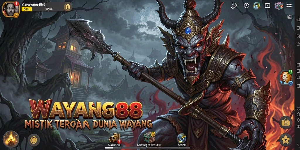Tampilan gameplay WAYANG88 menunjukkan suasana horror yang mencekam.
