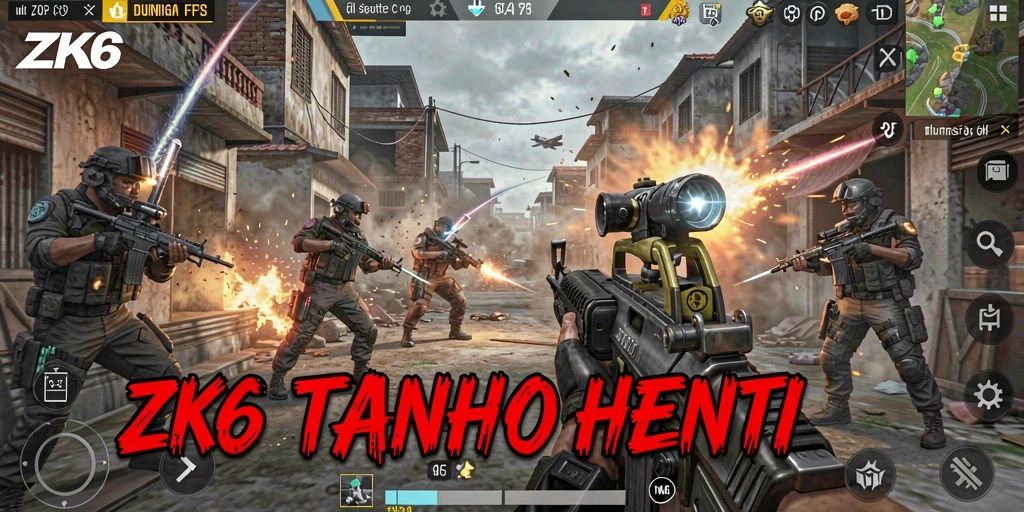 Tangkapan layar dari gameplay ZK6 yang mendebarkan dalam pertempuran FPS.