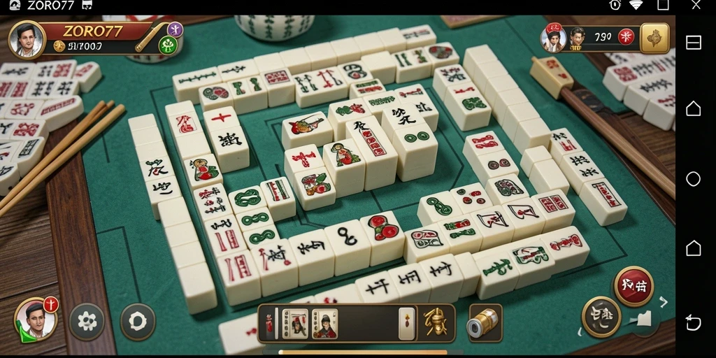 Screenshot gameplay ZORO77 menunjukkan momen seru saat bermain Mahjong.